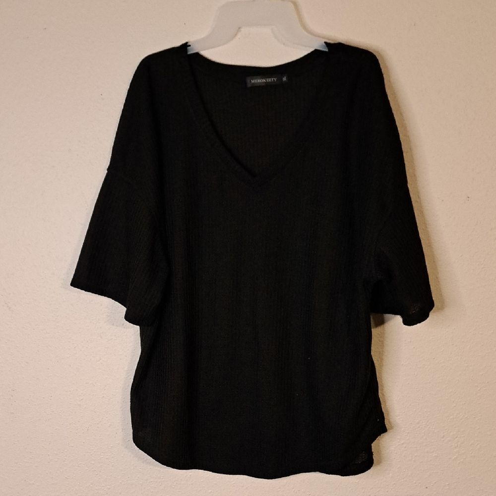 Black V-Neck Blouse